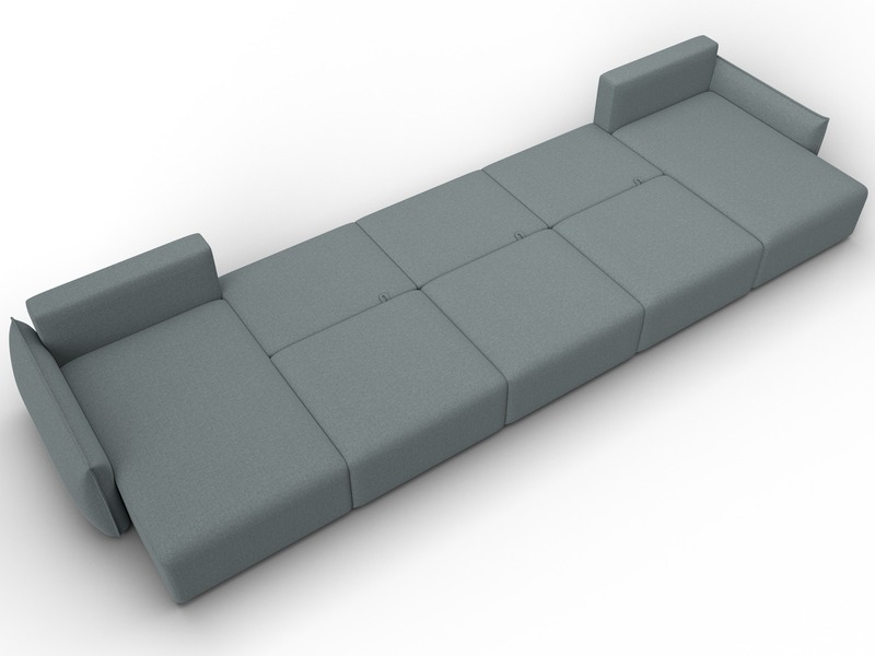 Диван П-образный Лига-051 НПБ МегаЛонг, Рогожка, Амур 07 серый