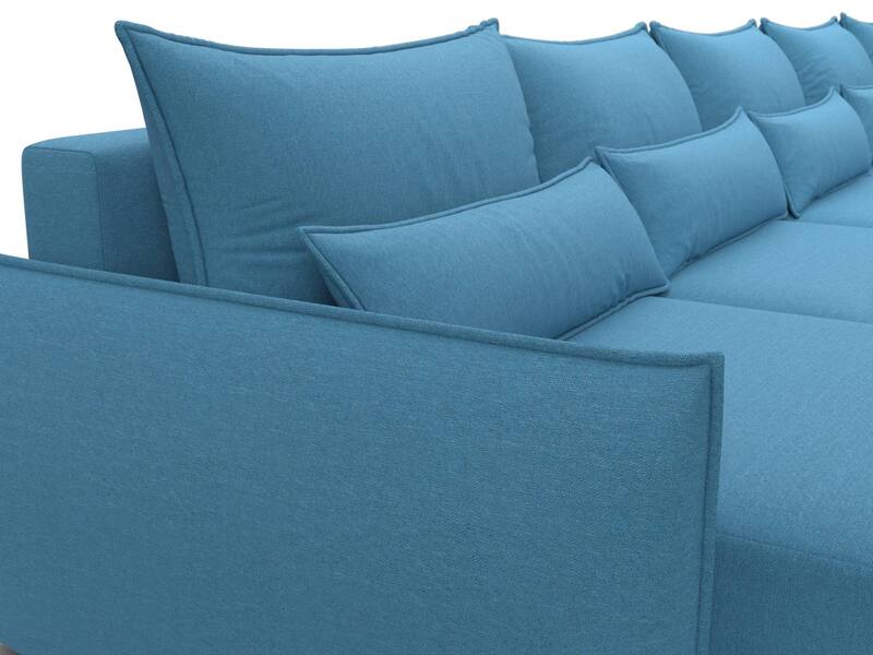 Диван П-образный Лига-051 НПБ МегаЛонг, Рогожка, Амур 10 голубой