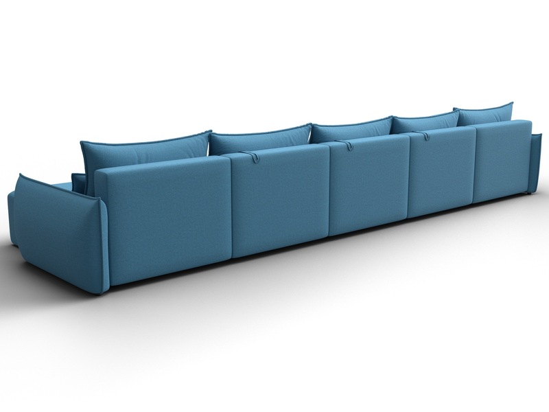 Диван П-образный Лига-051 НПБ МегаЛонг, Рогожка, Амур 10 голубой