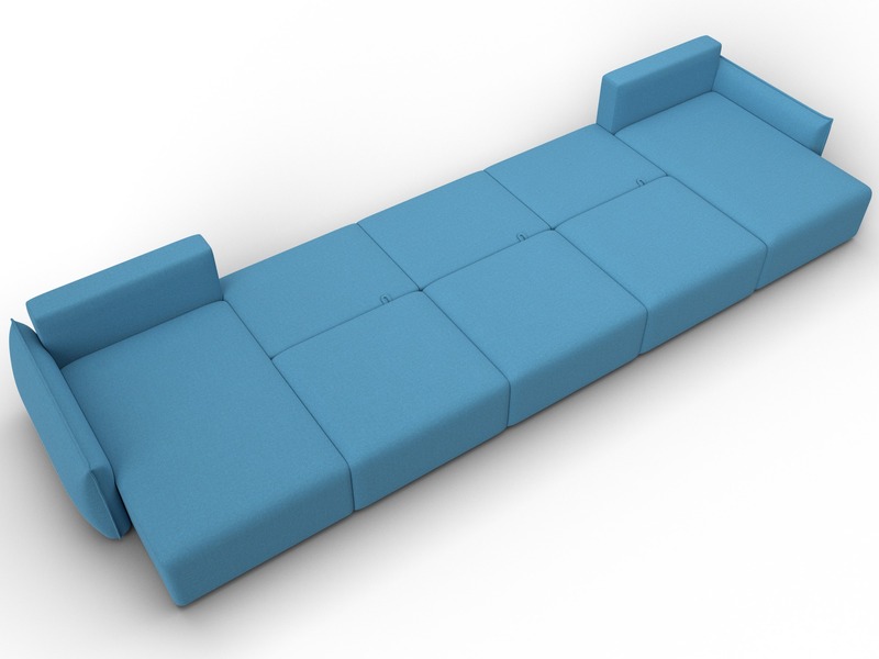 Диван П-образный Лига-051 НПБ МегаЛонг, Рогожка, Амур 10 голубой