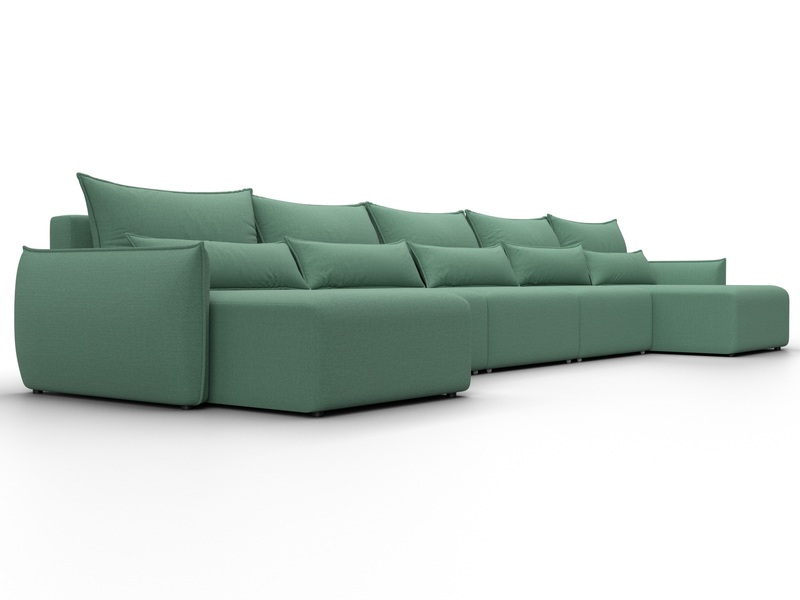 Диван П-образный Лига-051 НПБ МегаЛонг, Рогожка, Амур 11 зеленый