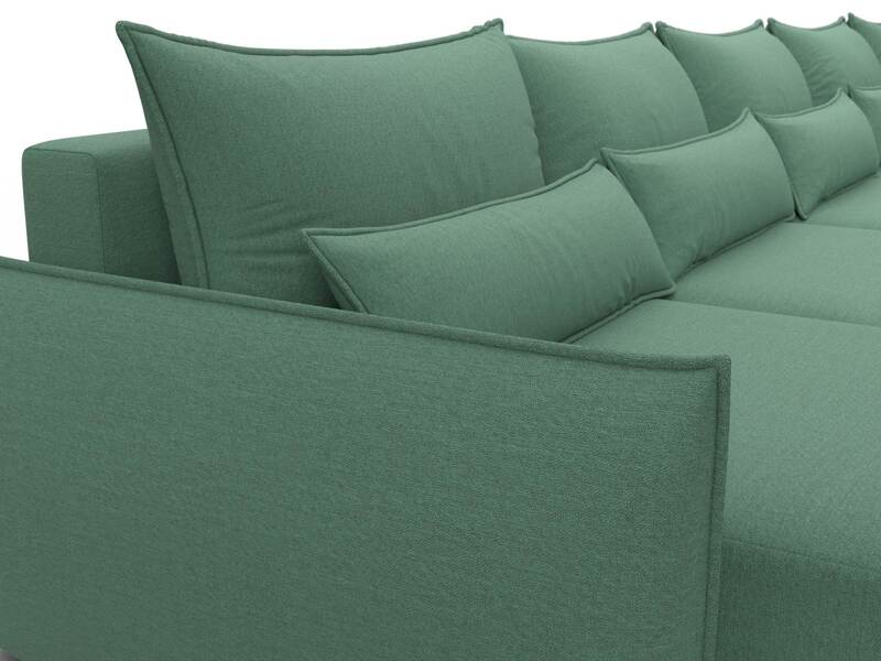 Диван П-образный Лига-051 НПБ МегаЛонг, Рогожка, Амур 11 зеленый