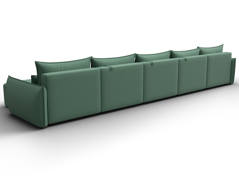 Диван П-образный Лига-051 НПБ МегаЛонг, Рогожка, Амур 11 зеленый