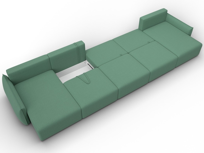 Диван П-образный Лига-051 НПБ МегаЛонг, Рогожка, Амур 11 зеленый