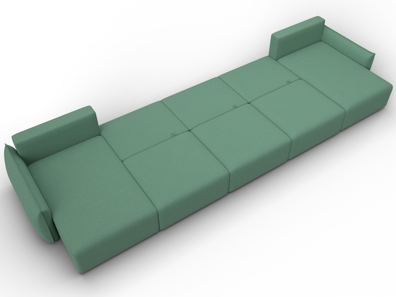 Диван П-образный Лига-051 НПБ МегаЛонг, Рогожка, Амур 11 зеленый