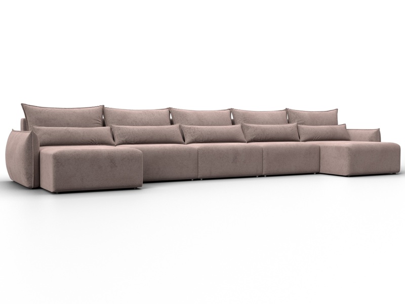 Диван П-образный Лига-051 НПБ МегаЛонг, Велюр, TOWER 05 бежевый