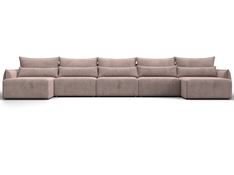 Диван П-образный Лига-051 НПБ МегаЛонг, Велюр, TOWER 05 бежевый