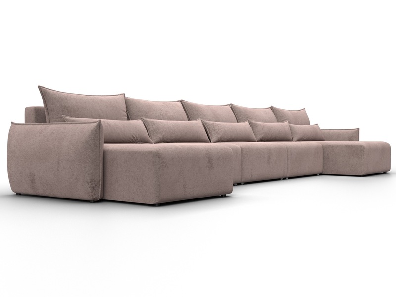 Диван П-образный Лига-051 НПБ МегаЛонг, Велюр, TOWER 05 бежевый