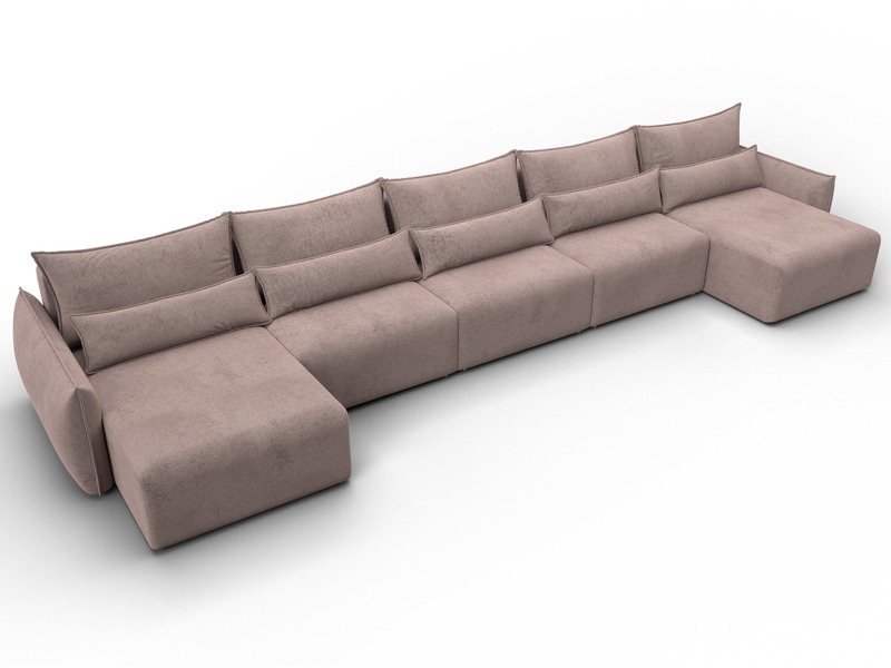 Диван П-образный Лига-051 НПБ МегаЛонг, Велюр, TOWER 05 бежевый