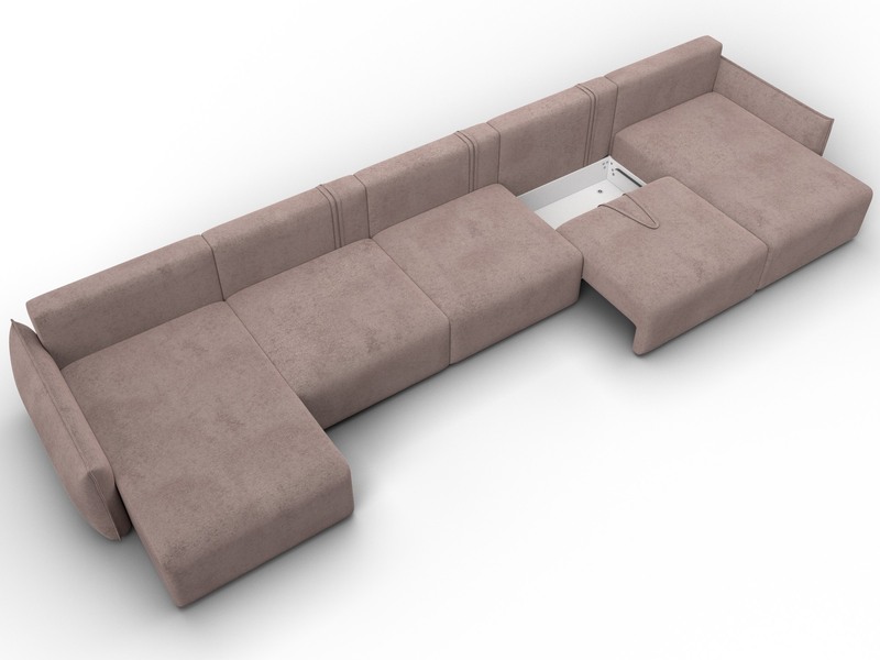 Диван П-образный Лига-051 НПБ МегаЛонг, Велюр, TOWER 05 бежевый