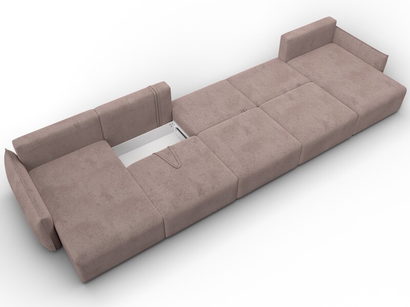 Диван П-образный Лига-051 НПБ МегаЛонг, Велюр, TOWER 05 бежевый