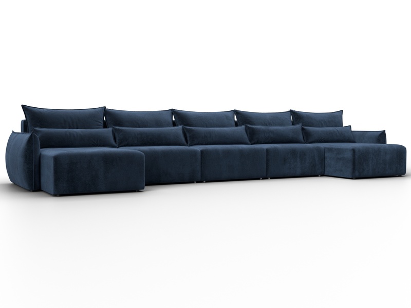 Диван П-образный Лига-051 НПБ МегаЛонг, Велюр, TOWER 13 синий