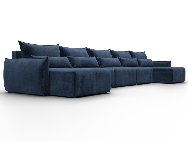 Диван П-образный Лига-051 НПБ МегаЛонг, Велюр, TOWER 13 синий