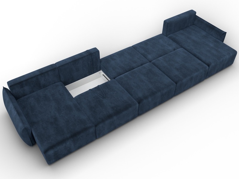 Диван П-образный Лига-051 НПБ МегаЛонг, Велюр, TOWER 13 синий