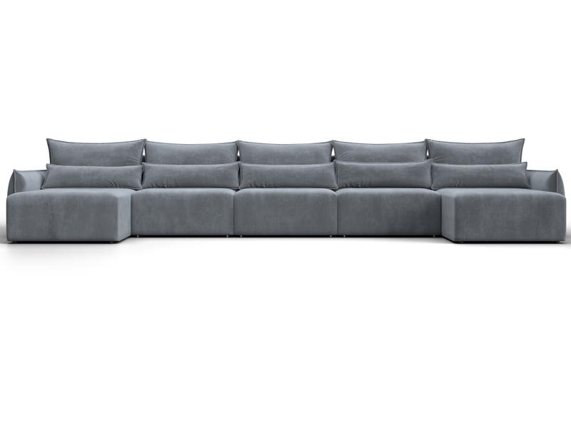 Диван П-образный Лига-051 НПБ МегаЛонг, Велюр, TOWER 10 серый