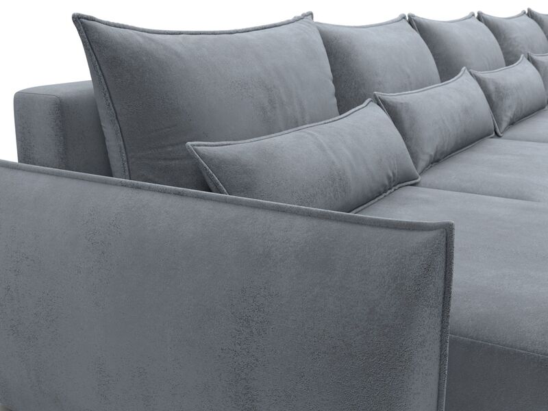 Диван П-образный Лига-051 НПБ МегаЛонг, Велюр, TOWER 10 серый