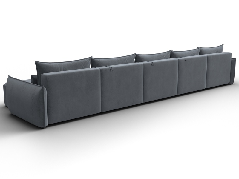 Диван П-образный Лига-051 НПБ МегаЛонг, Велюр, TOWER 10 серый