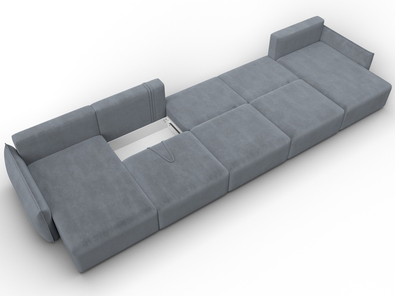 Диван П-образный Лига-051 НПБ МегаЛонг, Велюр, TOWER 10 серый