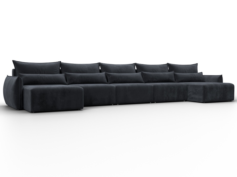 Диван П-образный Лига-051 НПБ МегаЛонг, Велюр, TOWER 11 темно-серый