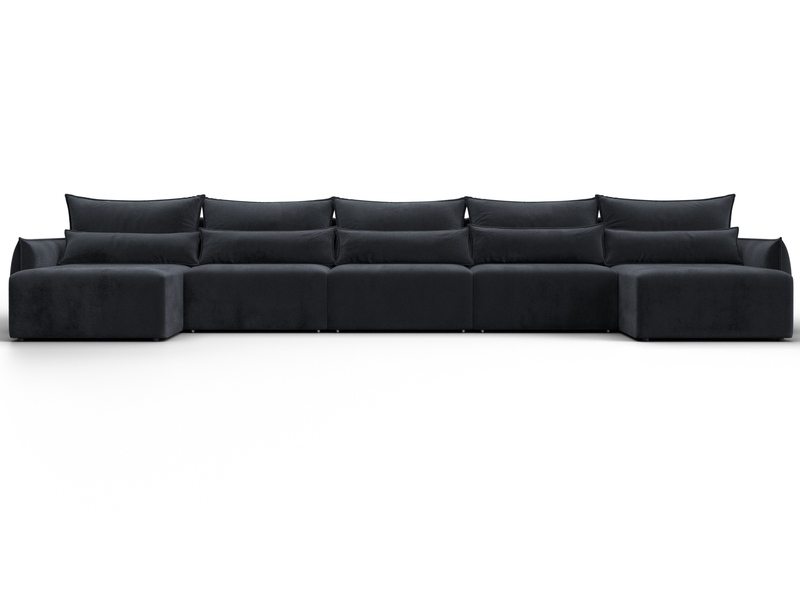 Диван П-образный Лига-051 НПБ МегаЛонг, Велюр, TOWER 11 темно-серый