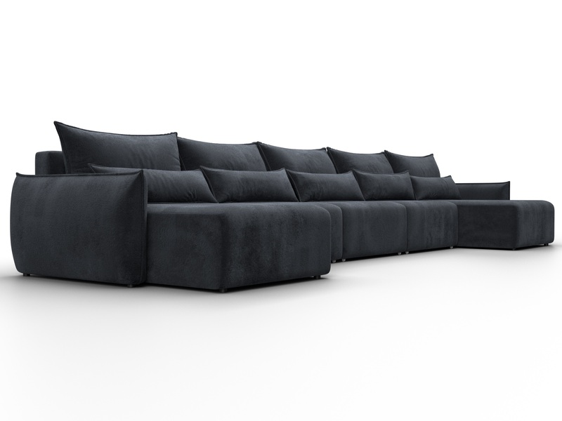 Диван П-образный Лига-051 НПБ МегаЛонг, Велюр, TOWER 11 темно-серый