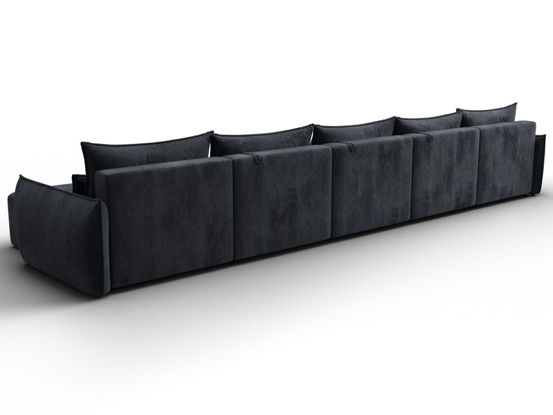 Диван П-образный Лига-051 НПБ МегаЛонг, Велюр, TOWER 11 темно-серый