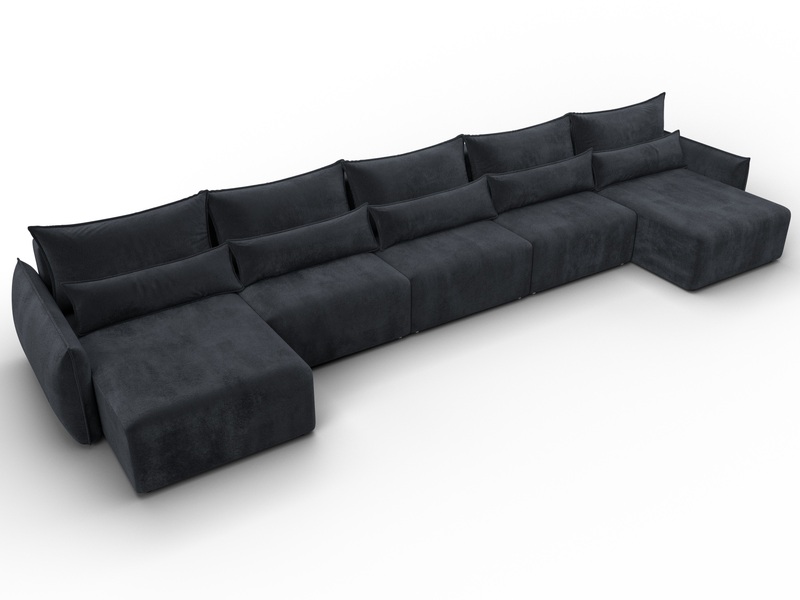 Диван П-образный Лига-051 НПБ МегаЛонг, Велюр, TOWER 11 темно-серый
