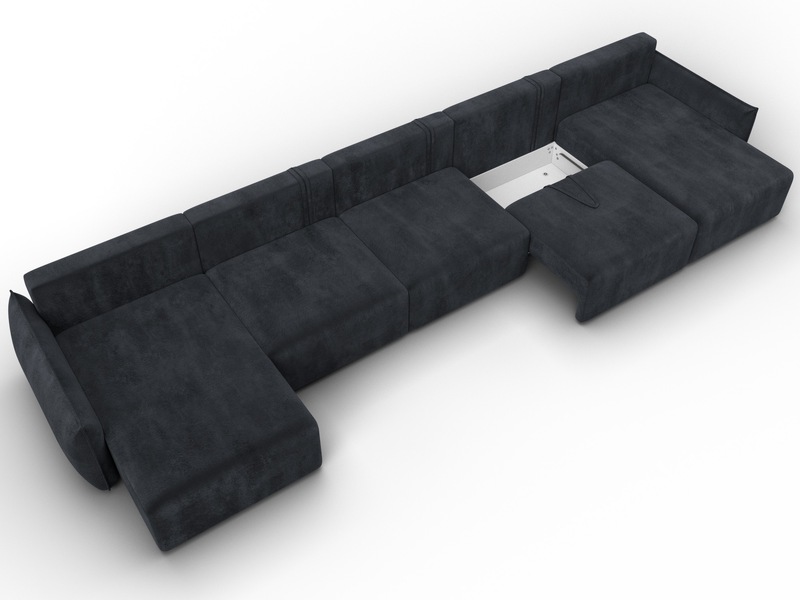 Диван П-образный Лига-051 НПБ МегаЛонг, Велюр, TOWER 11 темно-серый
