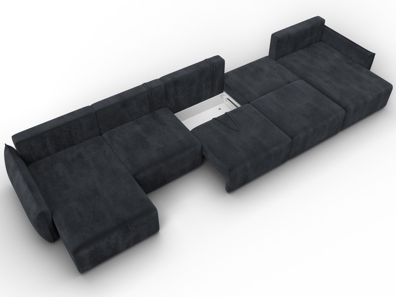 Диван П-образный Лига-051 НПБ МегаЛонг, Велюр, TOWER 11 темно-серый