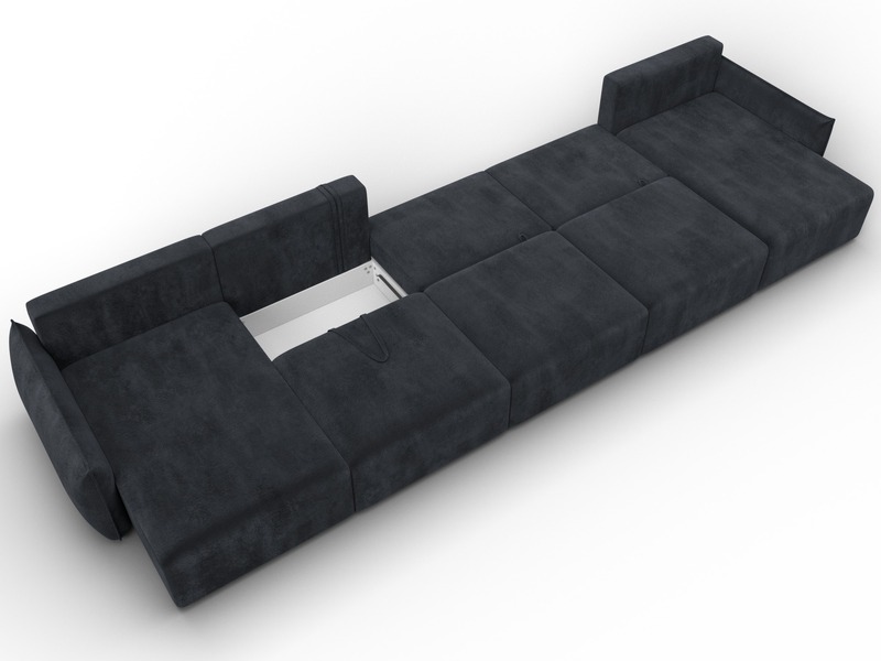 Диван П-образный Лига-051 НПБ МегаЛонг, Велюр, TOWER 11 темно-серый