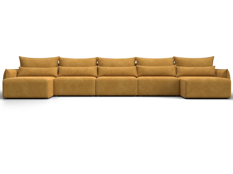 Диван П-образный Лига-051 НПБ МегаЛонг, Велюр, BRUT 10 желтый