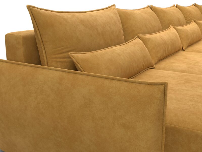 Диван П-образный Лига-051 НПБ МегаЛонг, Велюр, BRUT 10 желтый