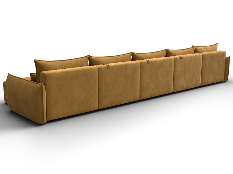 Диван П-образный Лига-051 НПБ МегаЛонг, Велюр, BRUT 10 желтый