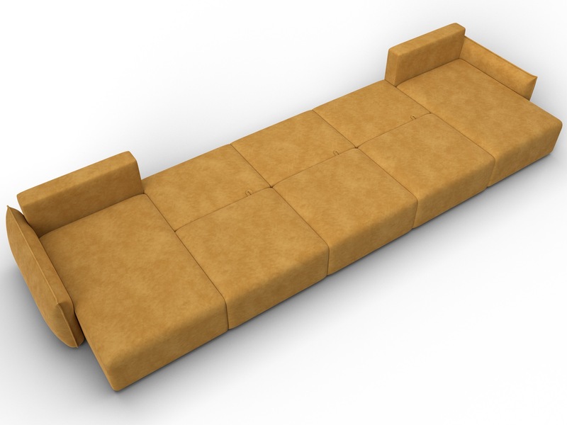 Диван П-образный Лига-051 НПБ МегаЛонг, Велюр, BRUT 10 желтый