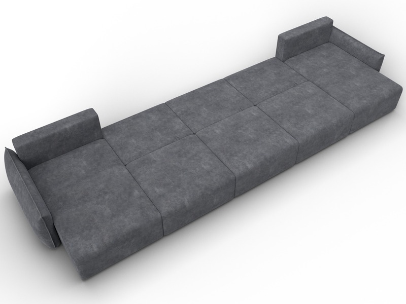 Диван П-образный Лига-051 НПБ МегаЛонг, Велюр, BRUT 16 темно-серый