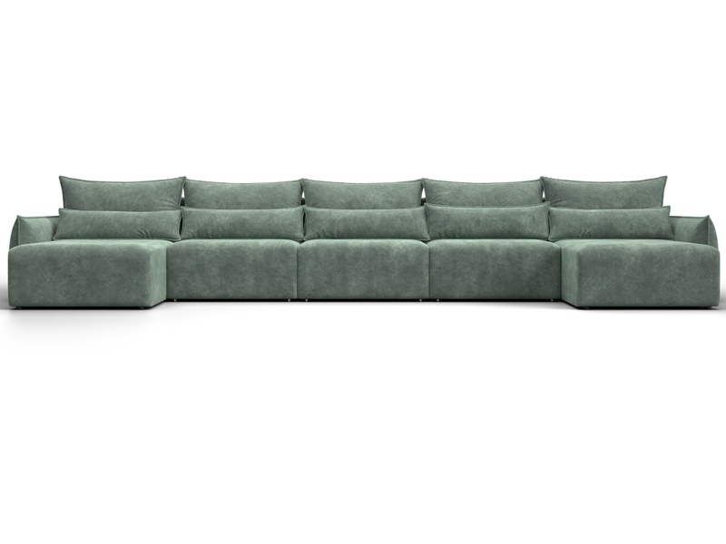 Диван П-образный Лига-051 НПБ МегаЛонг, Велюр, BRUT 08 зеленый