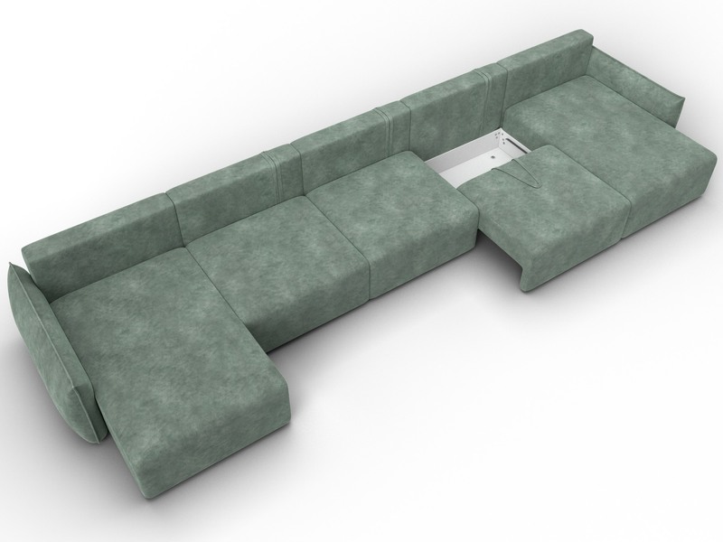 Диван П-образный Лига-051 НПБ МегаЛонг, Велюр, BRUT 08 зеленый