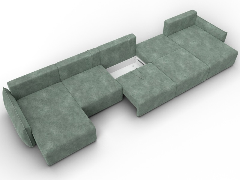 Диван П-образный Лига-051 НПБ МегаЛонг, Велюр, BRUT 08 зеленый