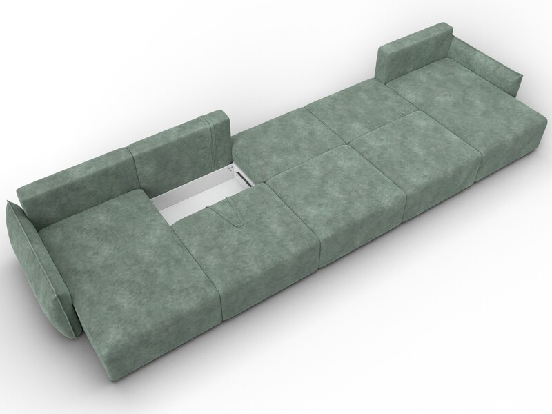 Диван П-образный Лига-051 НПБ МегаЛонг, Велюр, BRUT 08 зеленый