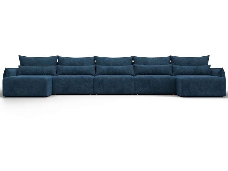 Диван П-образный Лига-051 НПБ МегаЛонг, Велюр, BRUT 11 синий