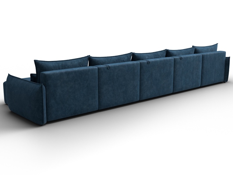 Диван П-образный Лига-051 НПБ МегаЛонг, Велюр, BRUT 11 синий