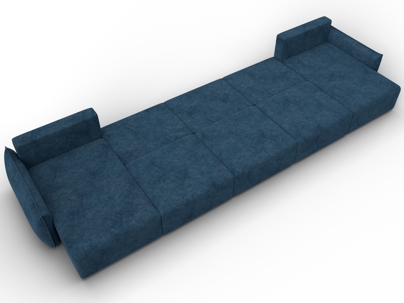 Диван П-образный Лига-051 НПБ МегаЛонг, Велюр, BRUT 11 синий