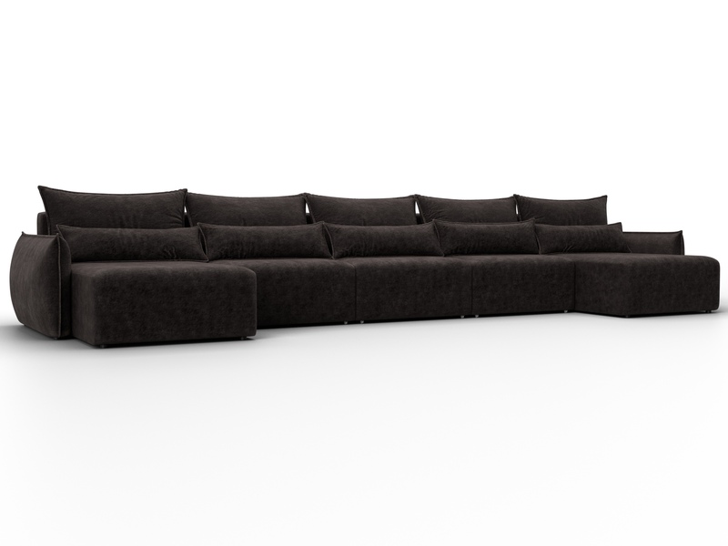 Диван П-образный Лига-051 НПБ МегаЛонг, Велюр, BRUT 17 коричневый