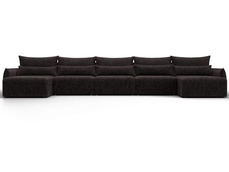 Диван П-образный Лига-051 НПБ МегаЛонг, Велюр, BRUT 17 коричневый