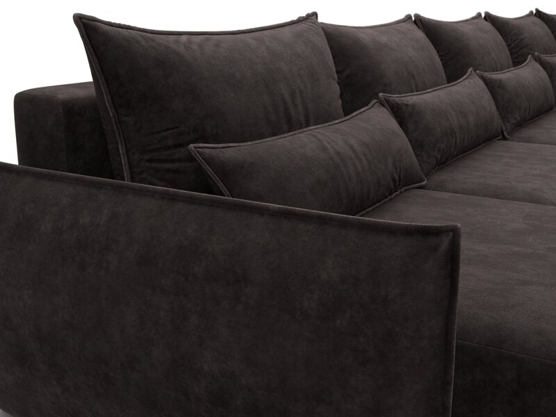 Диван П-образный Лига-051 НПБ МегаЛонг, Велюр, BRUT 17 коричневый