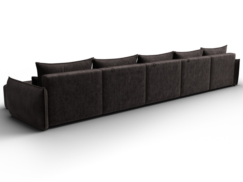 Диван П-образный Лига-051 НПБ МегаЛонг, Велюр, BRUT 17 коричневый