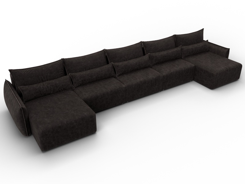 Диван П-образный Лига-051 НПБ МегаЛонг, Велюр, BRUT 17 коричневый