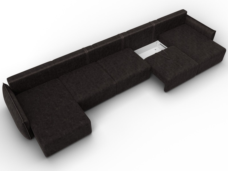 Диван П-образный Лига-051 НПБ МегаЛонг, Велюр, BRUT 17 коричневый