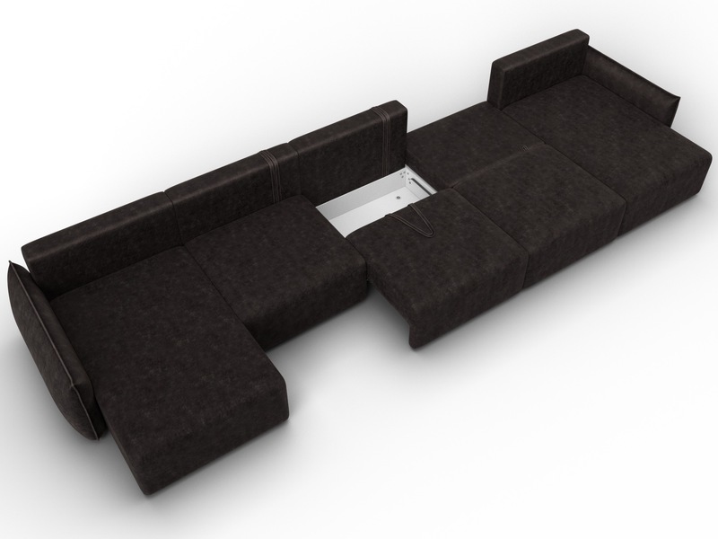 Диван П-образный Лига-051 НПБ МегаЛонг, Велюр, BRUT 17 коричневый