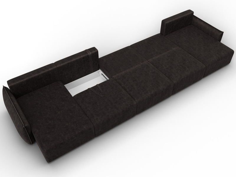 Диван П-образный Лига-051 НПБ МегаЛонг, Велюр, BRUT 17 коричневый